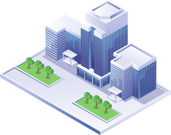 City office building view Illustration