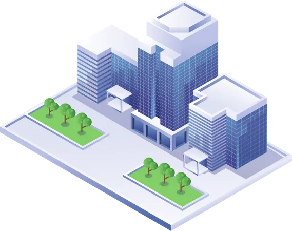 City office building view  Illustration