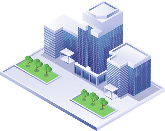 City office building view  Illustration