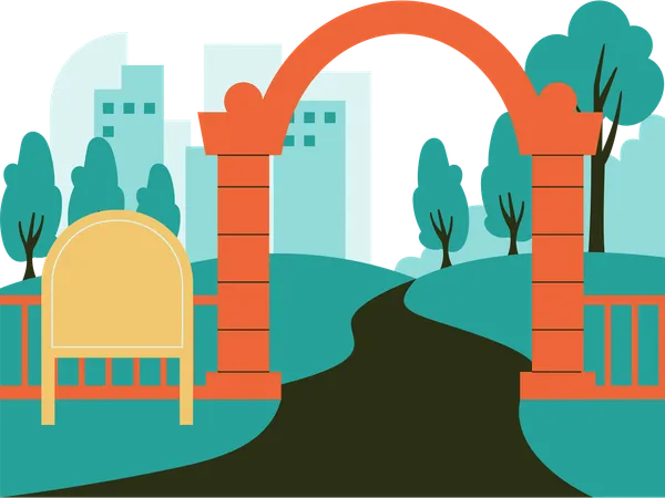 City ​​Park Gate  Illustration