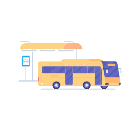 市内公共バス停  イラスト