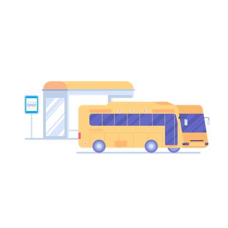 市内公共バス停  イラスト