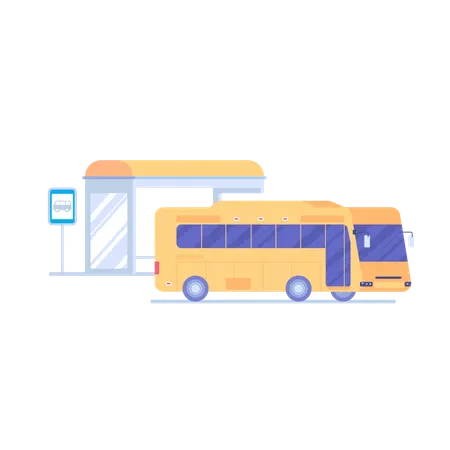 市内公共バス停  イラスト