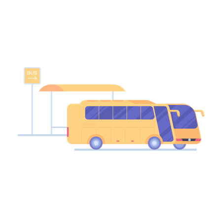 市内公共バス停  イラスト