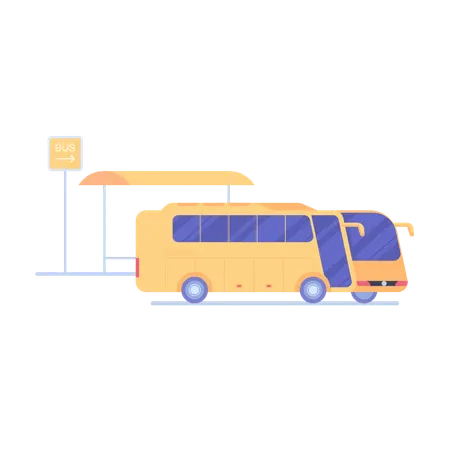 市内公共バス停  イラスト