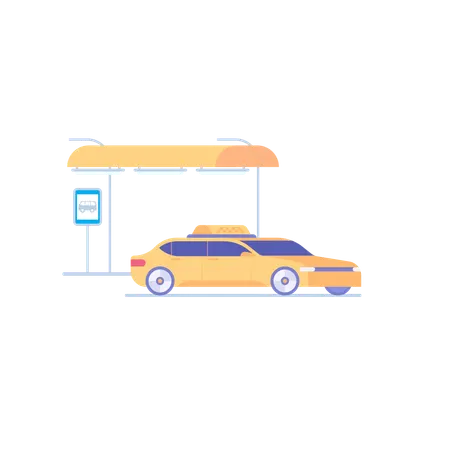 市内公共タクシー乗り場  イラスト