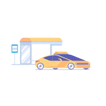 市内公共タクシー乗り場  イラスト