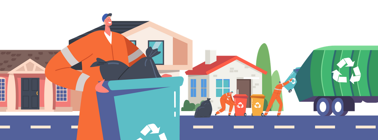 City Recycle Service Illustration