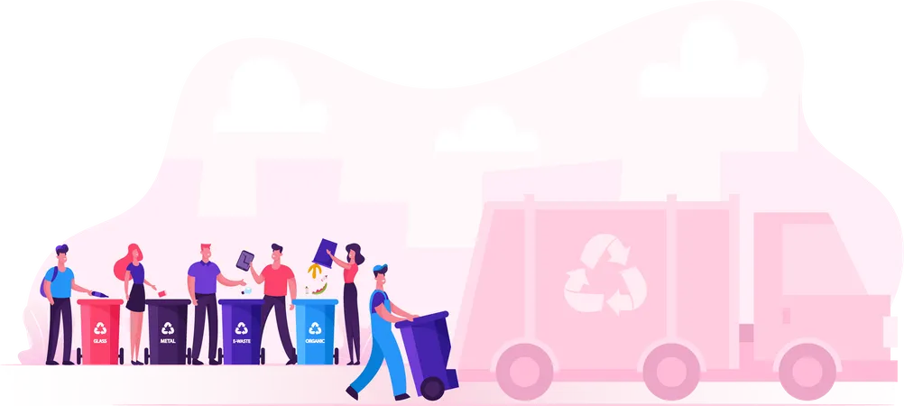 City Recycle Service  Illustration