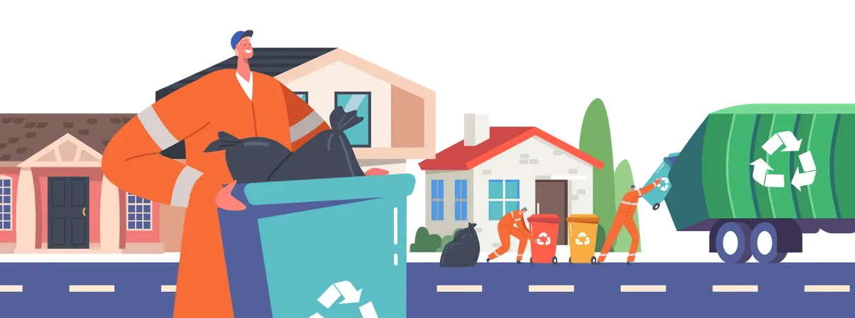 City Recycle Service  Illustration