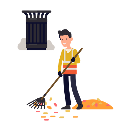 City street cleaner at work  Illustration