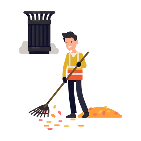 City street cleaner at work  Illustration