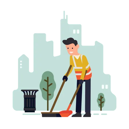 City street sweeper working  Illustration