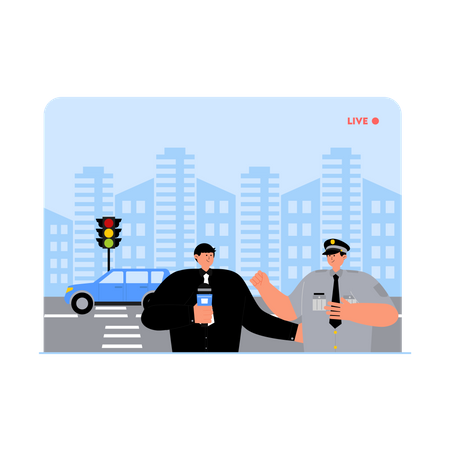 City traffic news Illustration