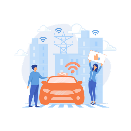 City using intelligent transportation system technologies  Illustration