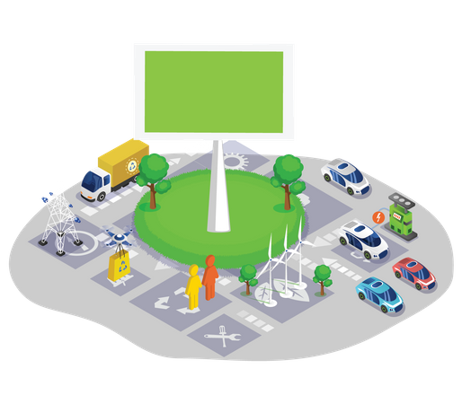 City with green energy  Illustration