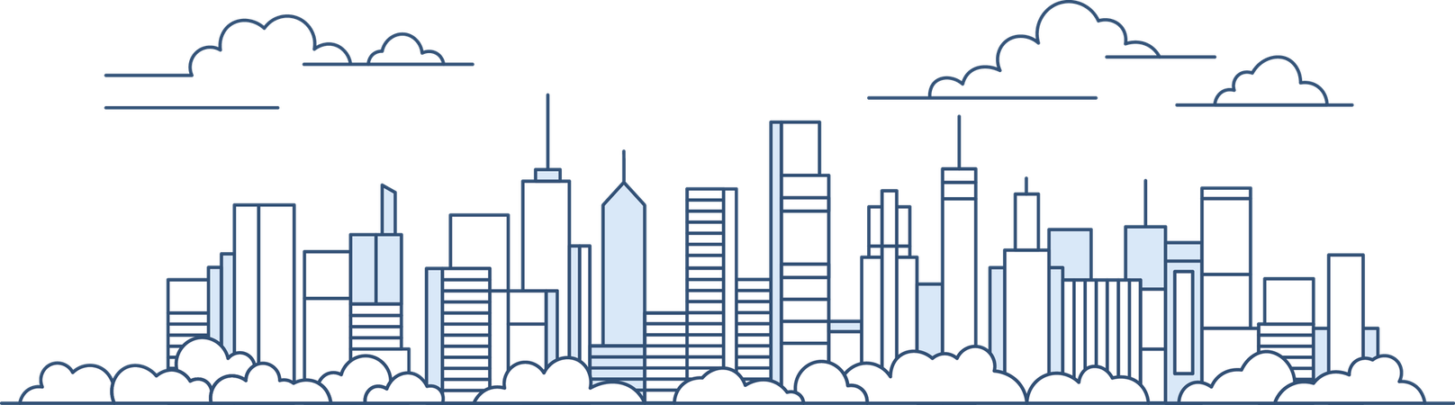 都市景観 高層ビル 都市 町の建物の風景  イラスト