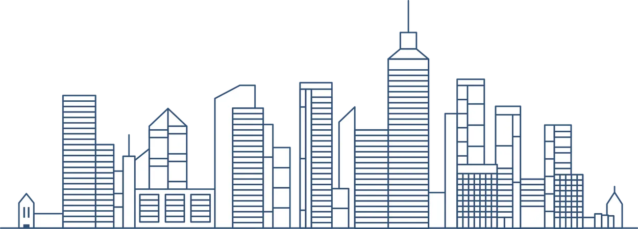 Cityscape Skyscrapers Building Landscape in City Town  Illustration