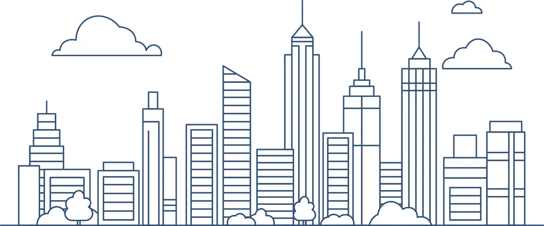 Cityscape Skyscrapers Building Landscape in City Town  Illustration