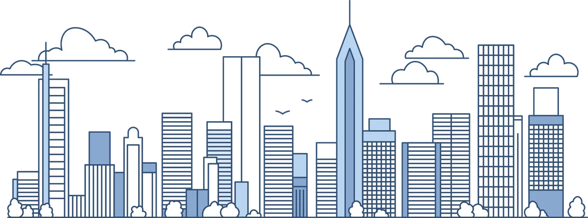 Cityscape Skyscrapers Building Landscape in City Town  Illustration