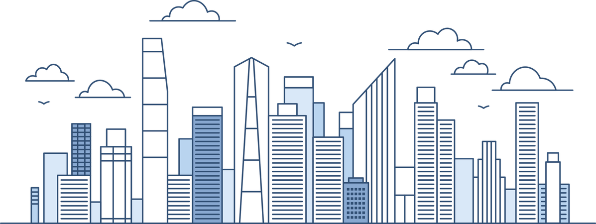 Cityscape Skyscrapers Building Landscape in City Town  Illustration