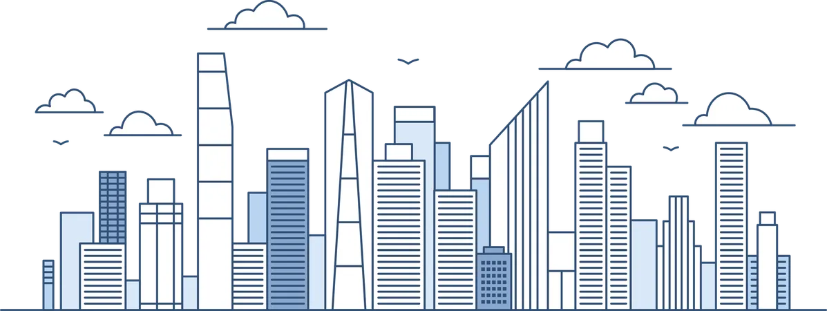 Cityscape Skyscrapers Building Landscape in City Town  Illustration