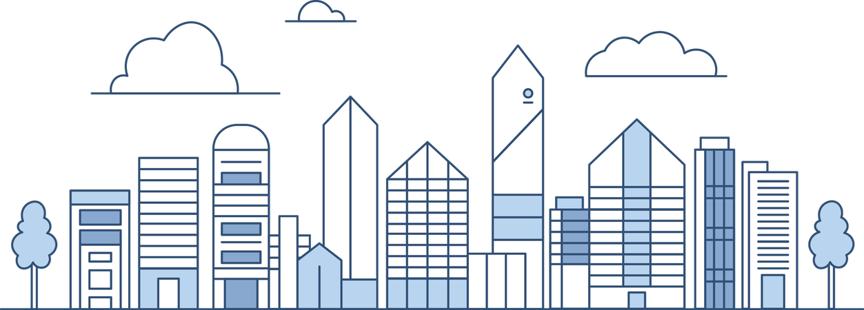 Cityscape Skyscrapers Building Landscape in City Town  Illustration