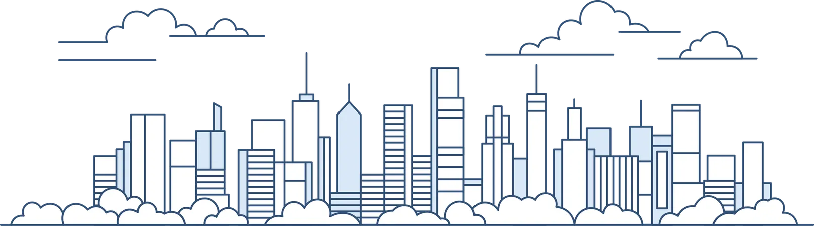 Cityscape Skyscrapers Building Landscape in City Town  Illustration