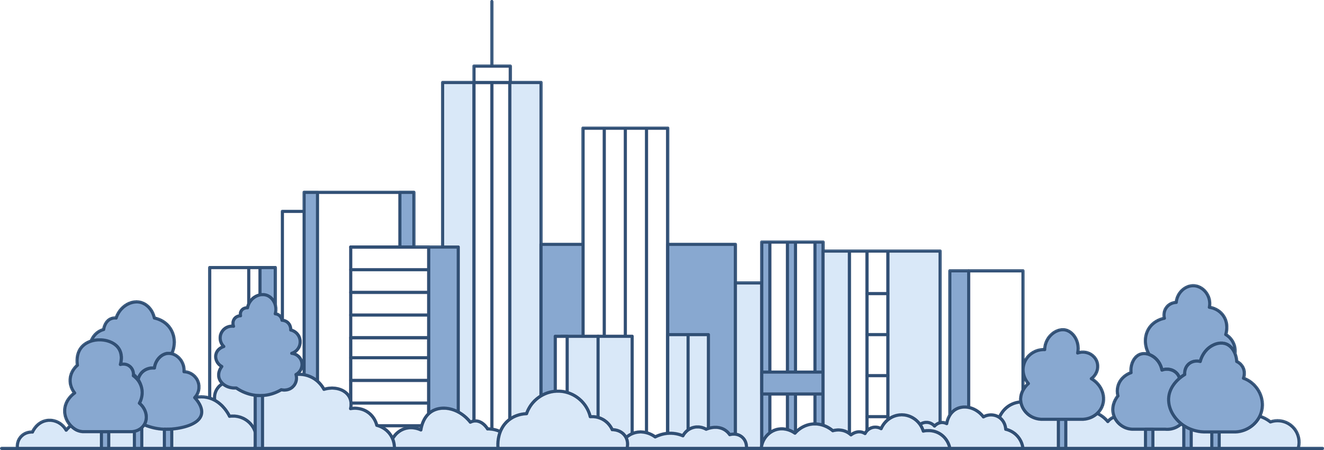 Cityscape Skyscrapers Building Landscape in City Town  Illustration