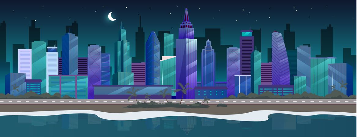 Ciudad de noche  Ilustración