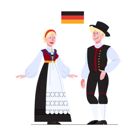 Ciudadano alemán en traje nacional.  Ilustración