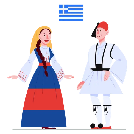 Ciudadano de Grecia en traje nacional  Ilustración