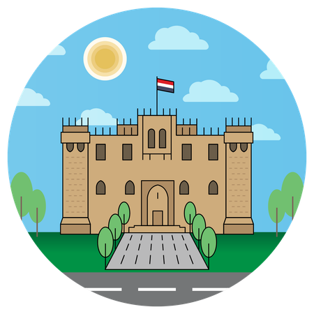 Ciudadela de Qaitbay en Alejandría, Egipto  Ilustración