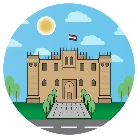 Ciudadela de Qaitbay en Alejandría, Egipto  Ilustración