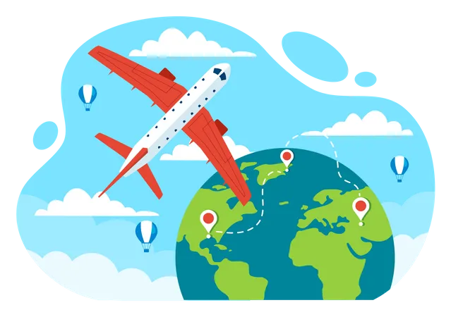 International Civil Aviation Day Vector Illustration On 7 December With Plane And Sky Blue View For Appreciate In Flat Cartoon Background Design Illustration