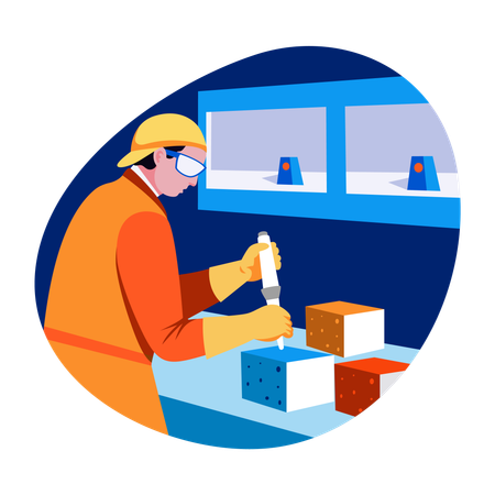 Civil engineer doing concrete testing  Illustration