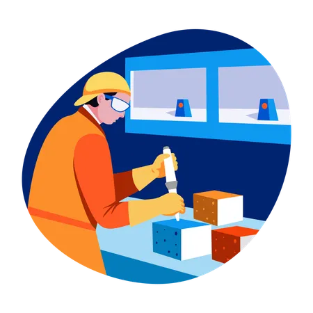 Civil engineer doing concrete testing  Illustration