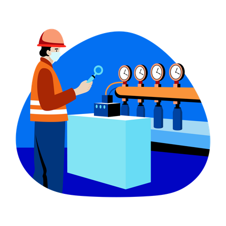 Civil engineer doing pipeline inspection  Illustration