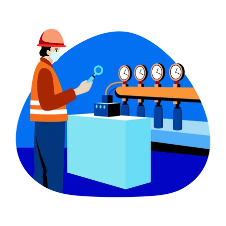 Civil engineer doing pipeline inspection  Illustration