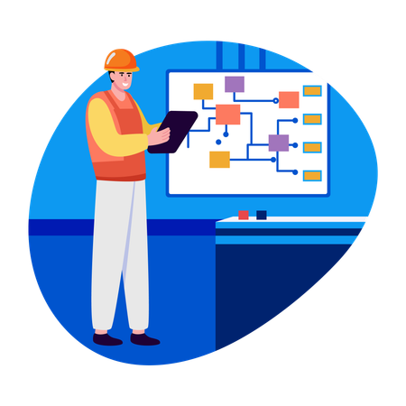 Civil engineer doing pipeline planning  Illustration