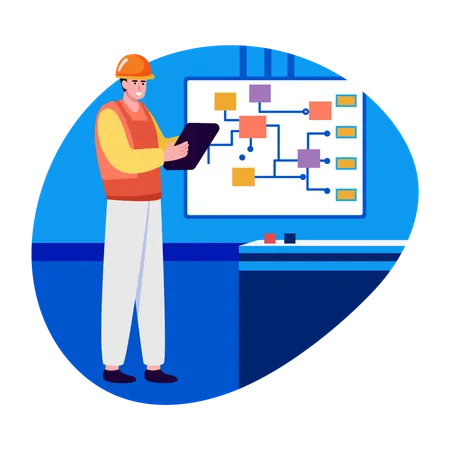 Civil engineer doing pipeline planning  Illustration