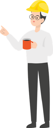 Civil Engineer drinking coffee  Illustration