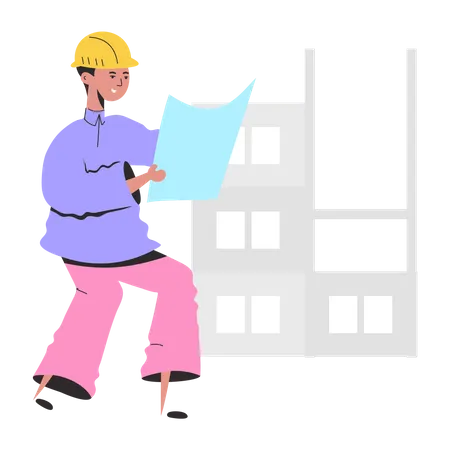 Civil Engineer holding blueprint  Illustration