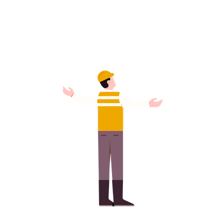 Civil engineer standing with open hands  Illustration