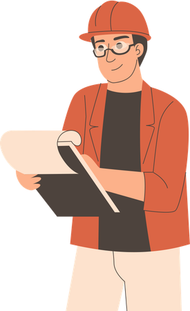 Civil engineer watching report  Illustration