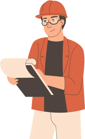 Civil engineer watching report  Illustration