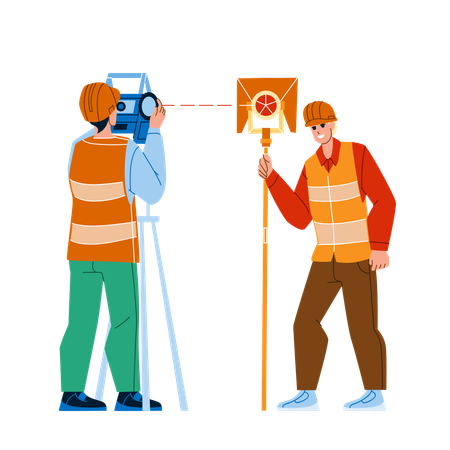 Civil Engineer With Surveying Equipment  Illustration