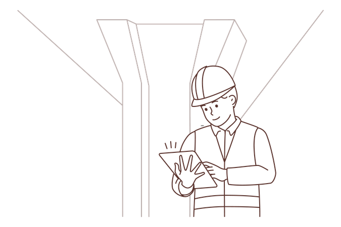 Civil engineer working on construction site  Illustration