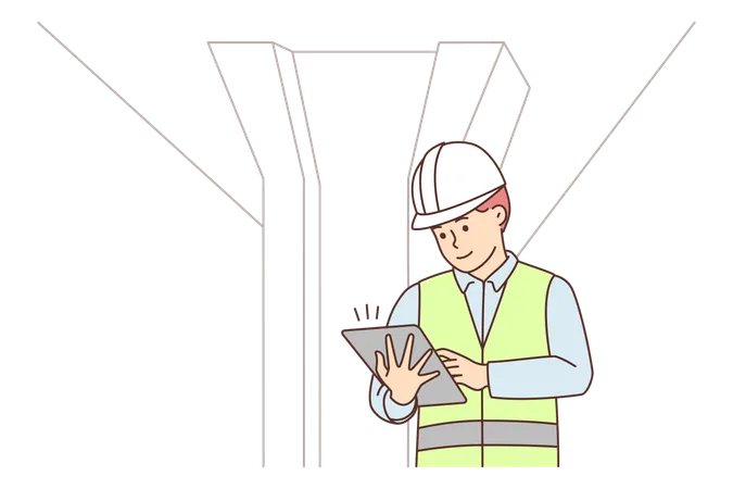 Civil engineer working on construction site  Illustration