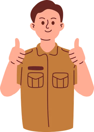 Civil Servant Giving Thumbs Up  Illustration